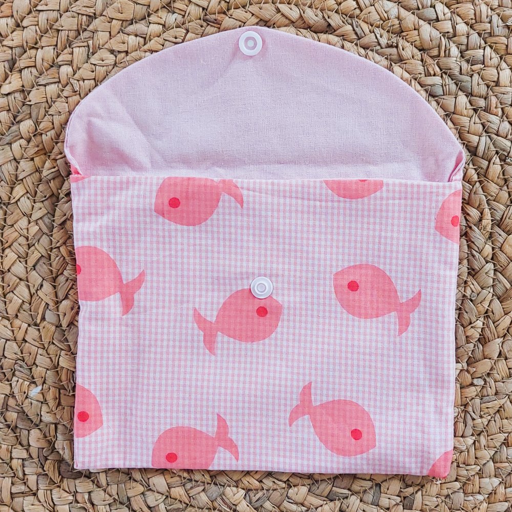 Pochette vichy rose avec 7 lingettes éponge BIO toute douce--2227444733440