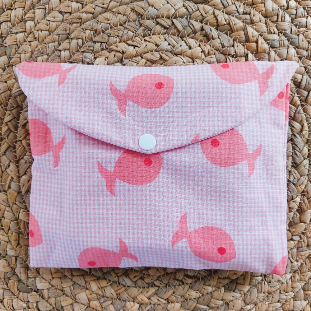 Pochette vichy rose avec 7 lingettes éponge BIO toute douce--2227444733440