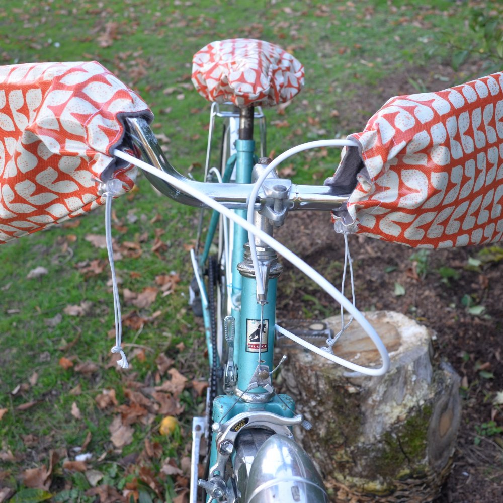 Protege mains guidon vélo + housse assortie impermeable enduit vintage--2226206247584