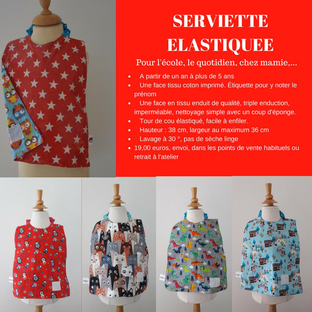 Serviette élastiquée imperméable animaux de la foret/fusée--9995341652227