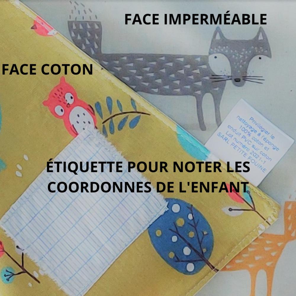 Serviette élastiquée imperméable chouette/biches--2226280602774