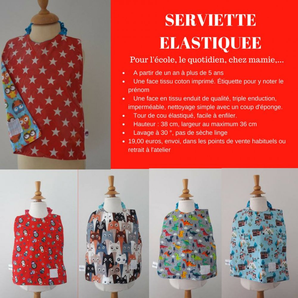 Serviette élastiquée imperméable chat/graphique--9995265800698
