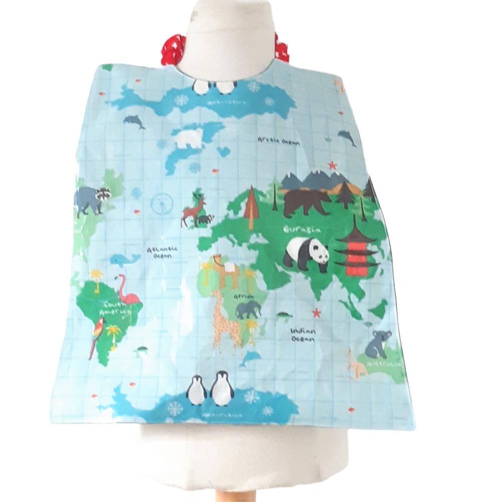 Serviette maternelle élastiquée imperméable + pochette et sa maxi lingette carte du monde/mappemondeles--2226923789961