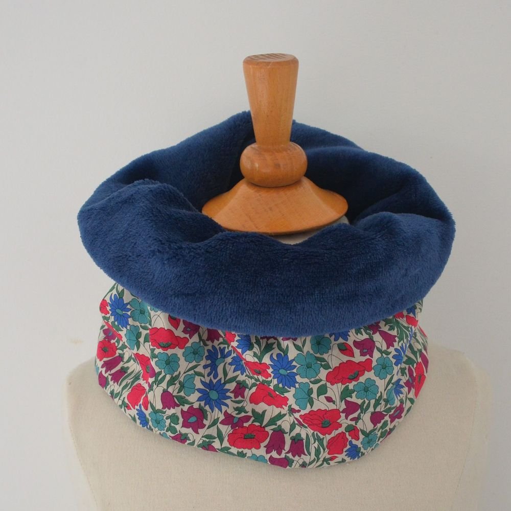 Snood tour de cou Liberty of London Poppy and daisy canard et doudou bleu marine--9995410170652