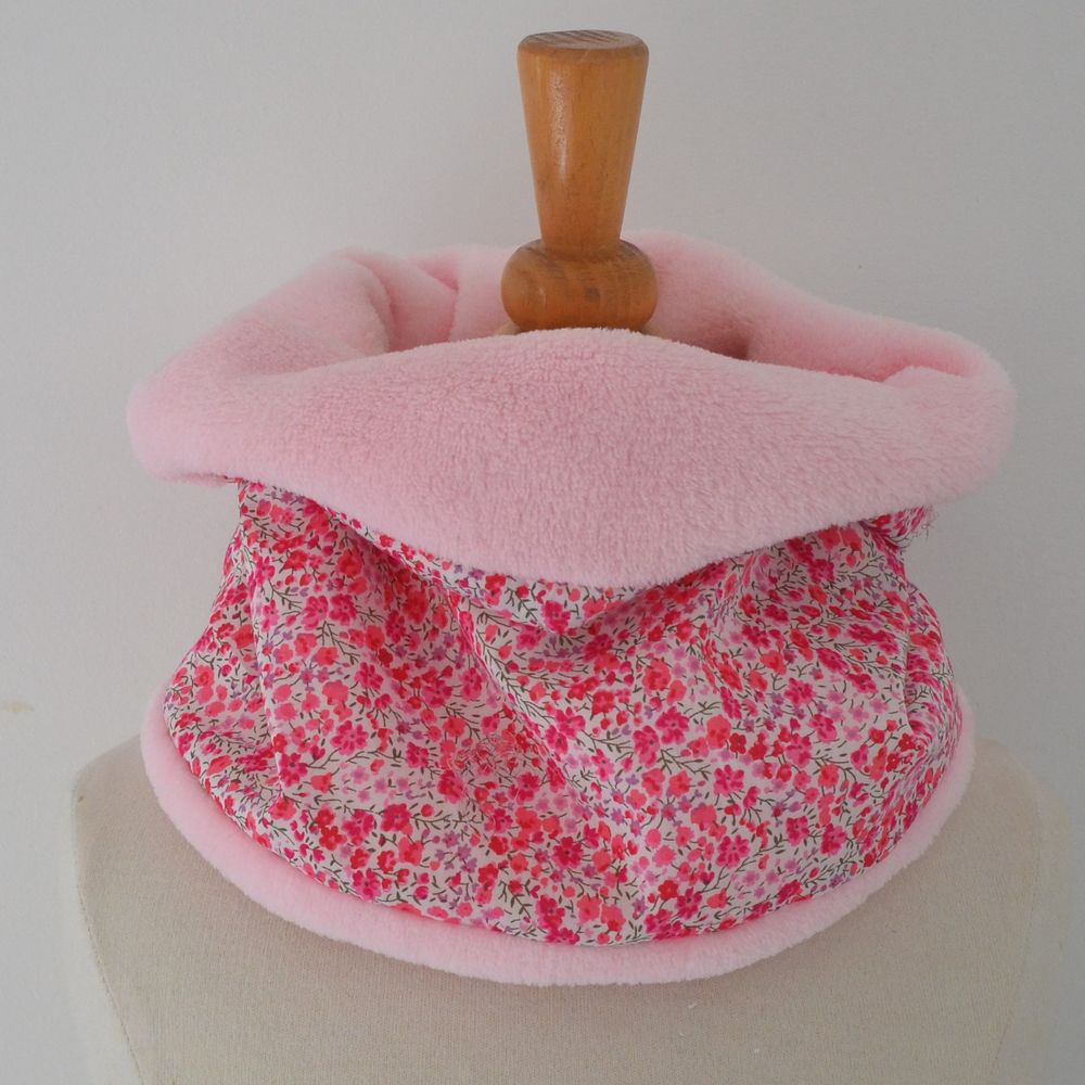 Snood tour de cou Liberty of London Phoebe rose et doudou rose poudre--9995410182037