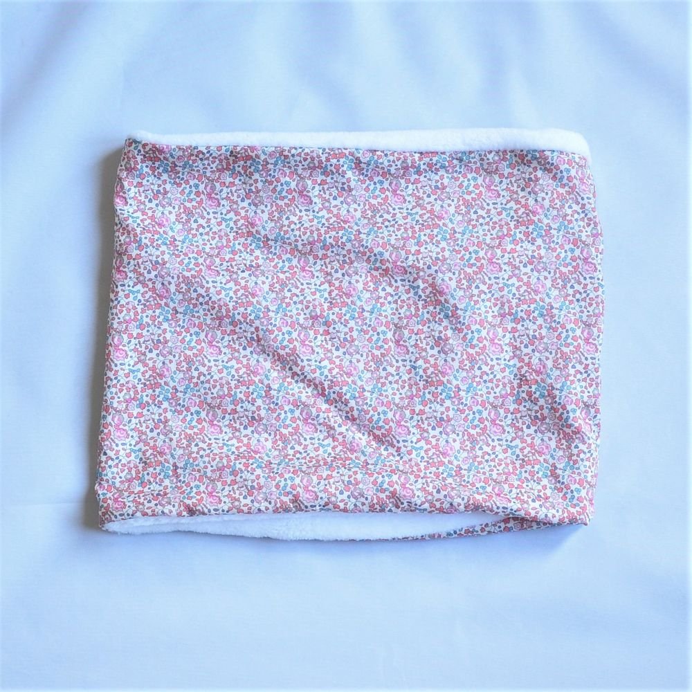 Snood tour de cou Liberty of London Eloise corail et doudou blanc--9995378131276