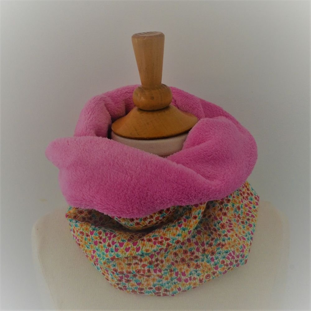 Snood tour de cou Liberty of London Loveday rose et doudou rose--9995374216601