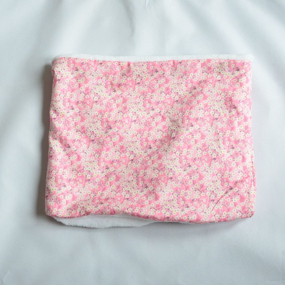 Snood tour de cou Liberty of London rose Mitsi valeria rose et doudou blanc--9995375322356