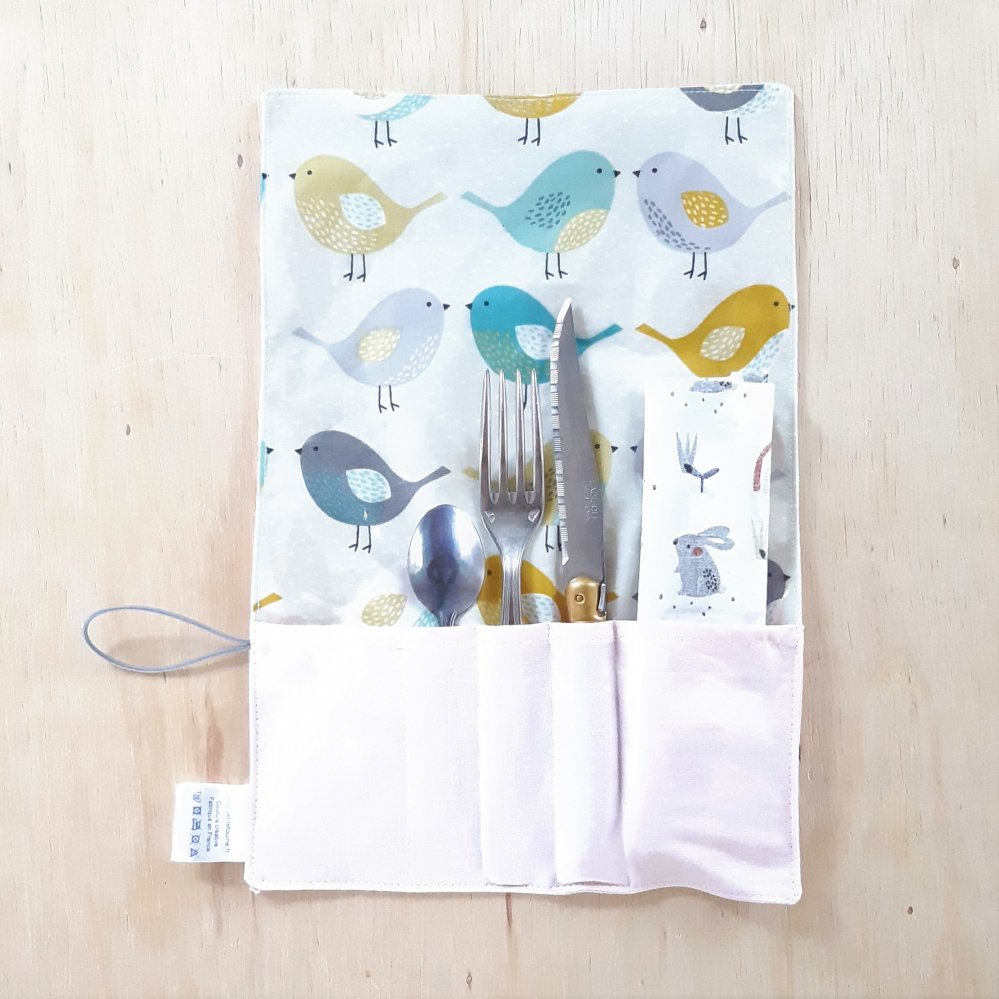 Trousse imperméable pour transporter les couverts motif Oiseaux--9995556096212