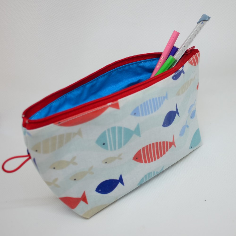 Trousse maxi imperméable, motif poissons--9995655873479