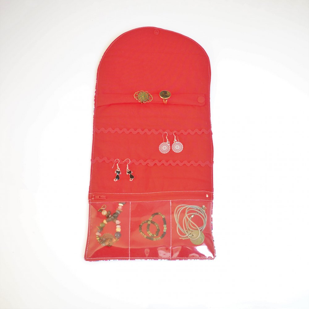 Trousse nomade rangement pour bijoux Liberty Wiltshire rouge--9995869801572