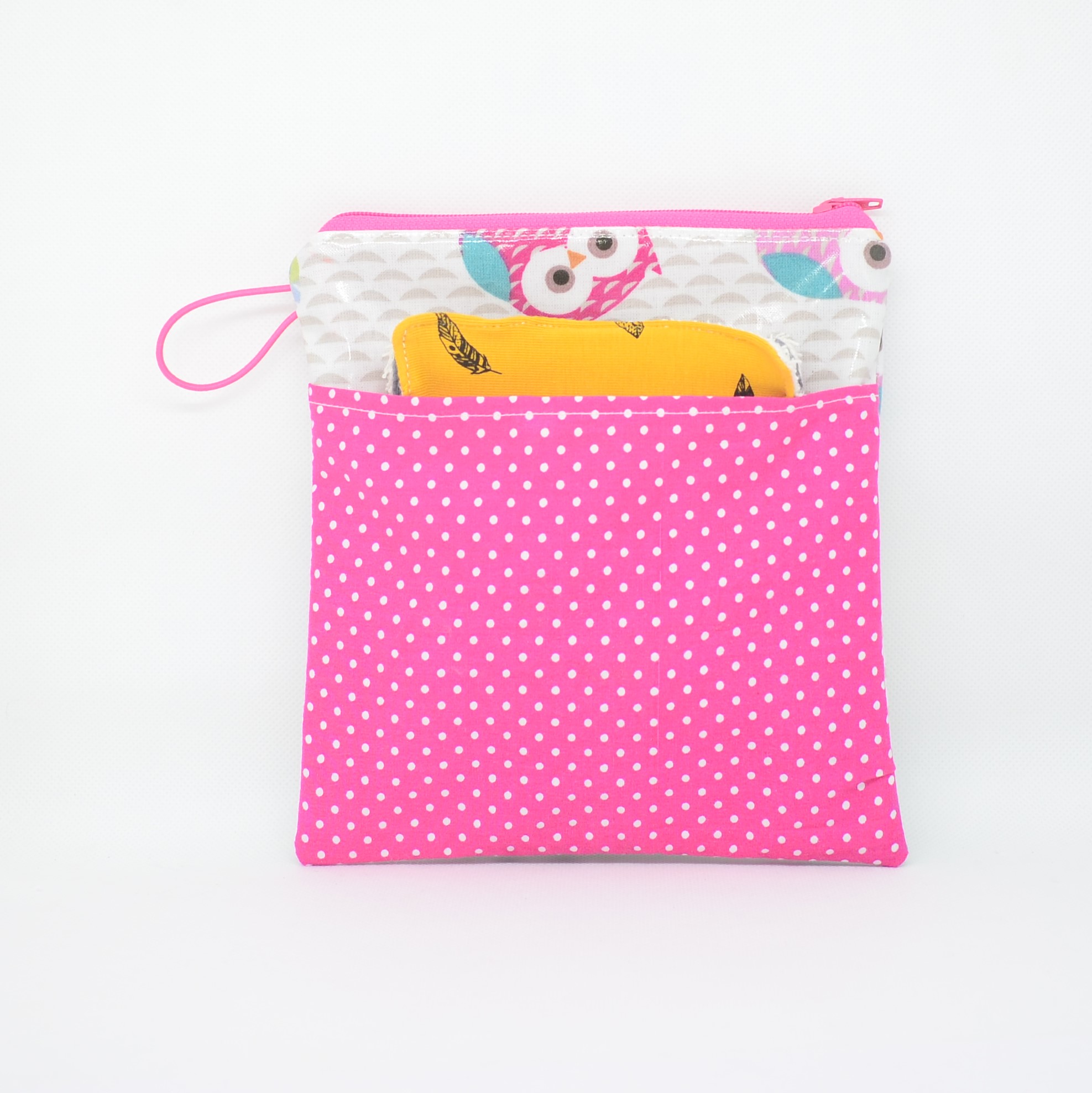 Trousse pour transporter ses lingettes propres et usagées, enduit chouette--9995567099684