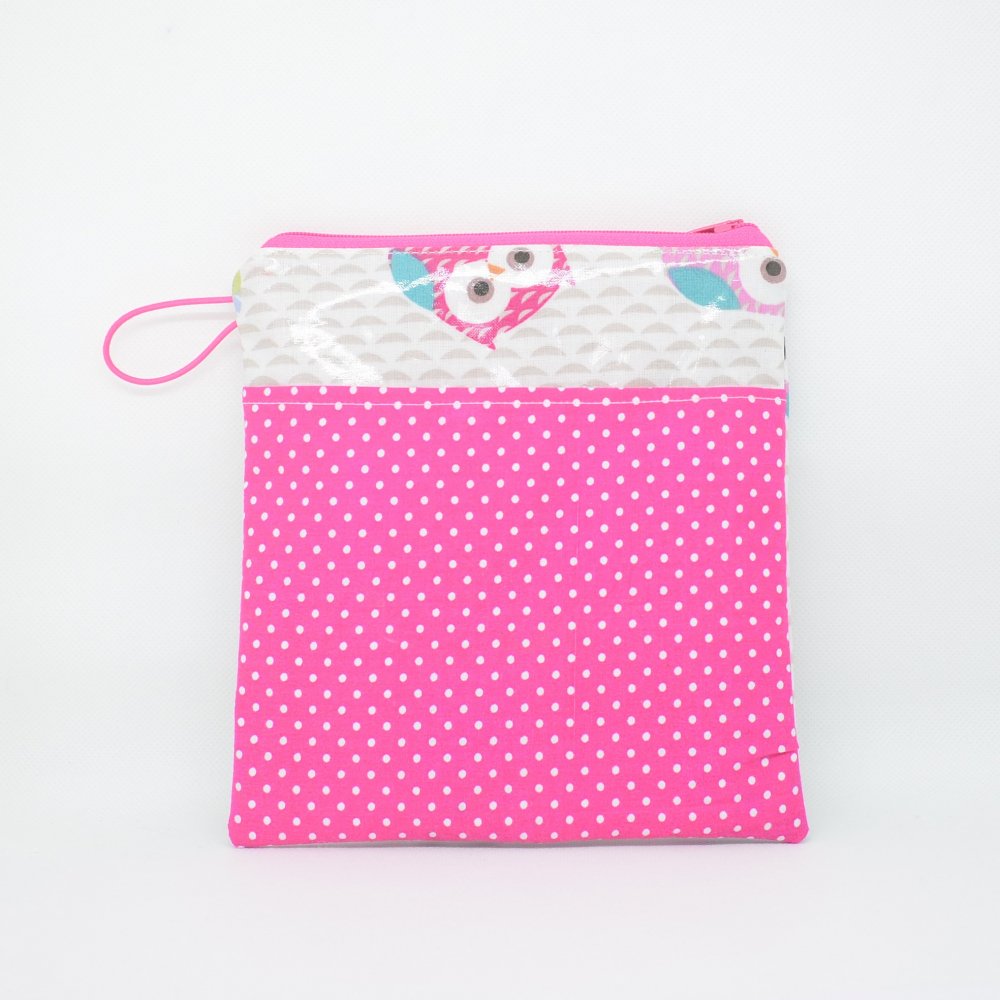 Trousse pour transporter ses lingettes propres et usagées, enduit chouette--9995567099684