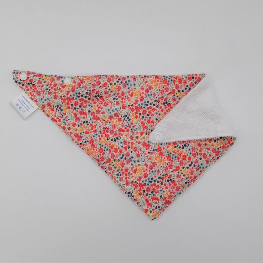 Bandana Bavette Liberty Phoebe rouge et éponge blanche