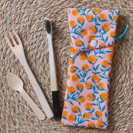 Etui imperméable brosse à dent/dentifrice petits fruits oranges