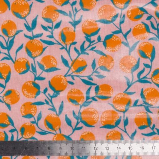 Housse selle, imperméable tissu rose motif oranges