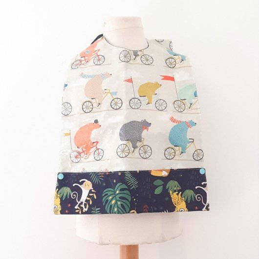 Maxi Bavoir Imperméable Réversible avec Poche Récupération ours/jungle