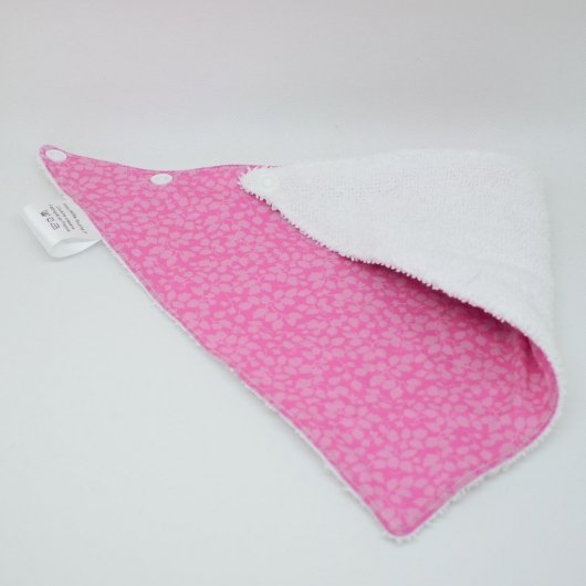 Bandana Bavette Liberty Glenjade rose et éponge blanche