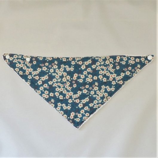 Bandana Bavette Liberty Mitsi bleu et éponge blanche