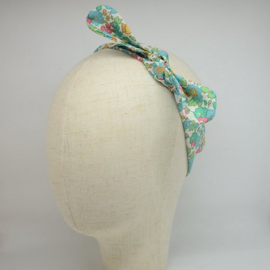 Bandeau à nouer taille ajustable liberty Betsy turquoise