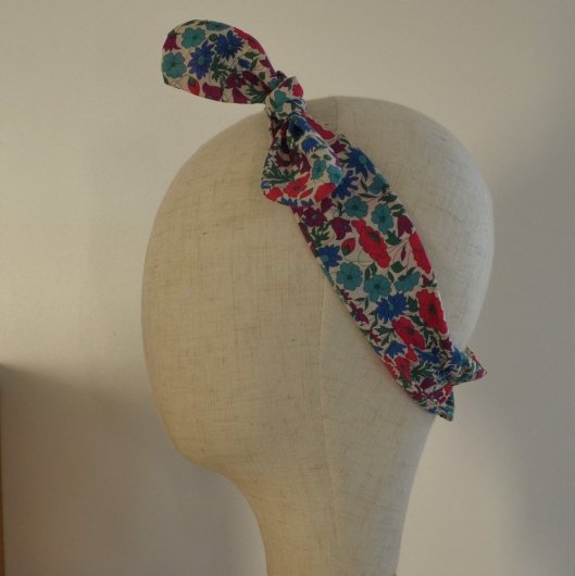 Bandeau à nouer taille ajustable  liberty Poppy and Daisy canard