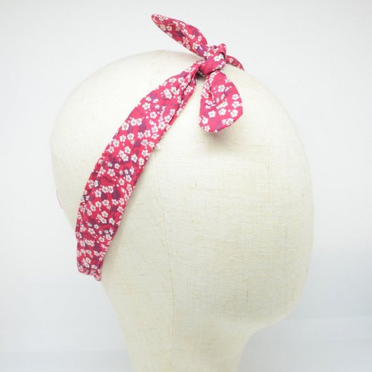Bandeau à nouer taille ajustable liberty Mitsi valeria rouge