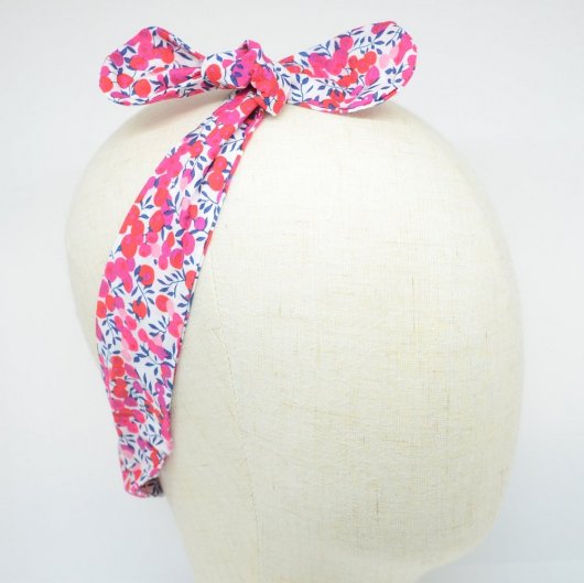 Bandeau à nouer taille ajustable liberty Wiltshire rouge