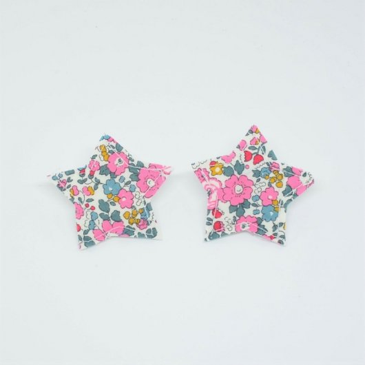Barrette Etoile petite taille Liberty Betsy ann rose. Lot de 2
