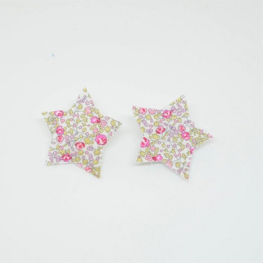 Barrette Etoile petite taille Liberty Eloise rose . Lot de 2