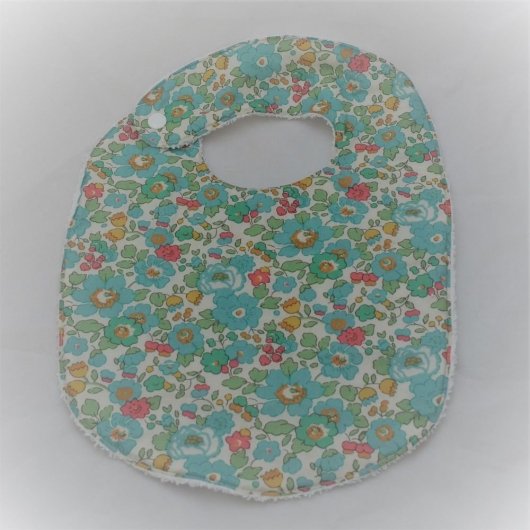 Bavoir première année Liberty Betsy turquoise et éponge blanche