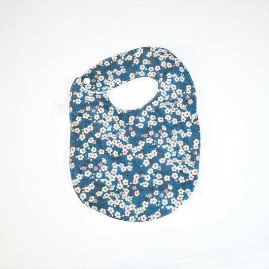 Bavoir première année Liberty Mitsi bleu et éponge blanche
