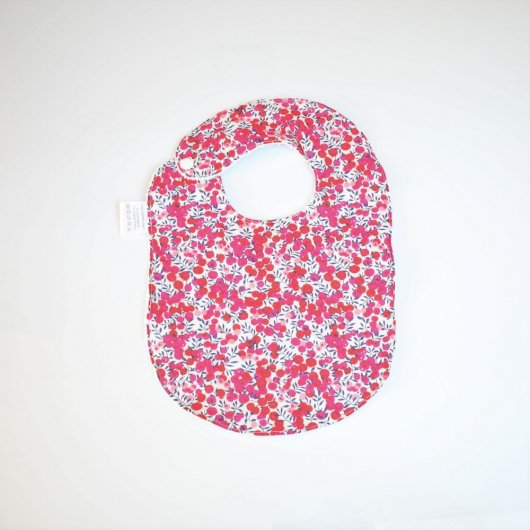 Bavoir Liberty Wiltshire rouge et éponge blanche