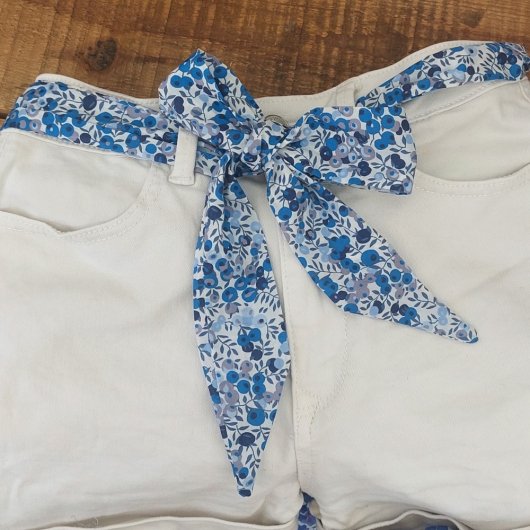 Foulard ceinture cérémonie bleu foulard femme ruban ajustable tissu Wiltshire bleu