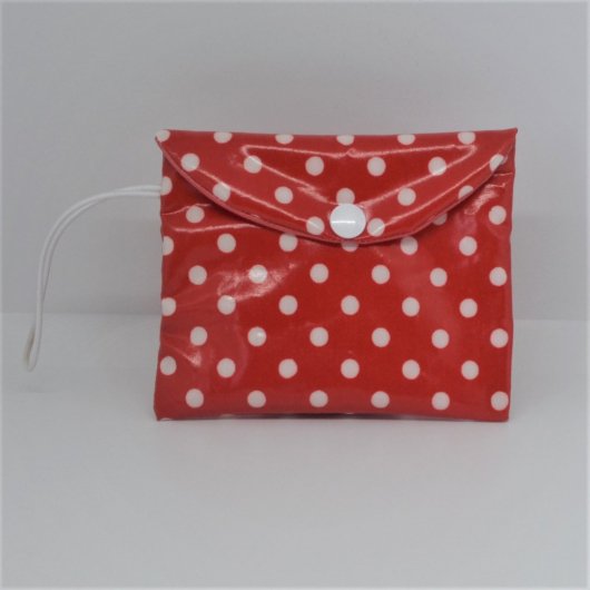 Etui imperméable savon, rouge à pois blanc