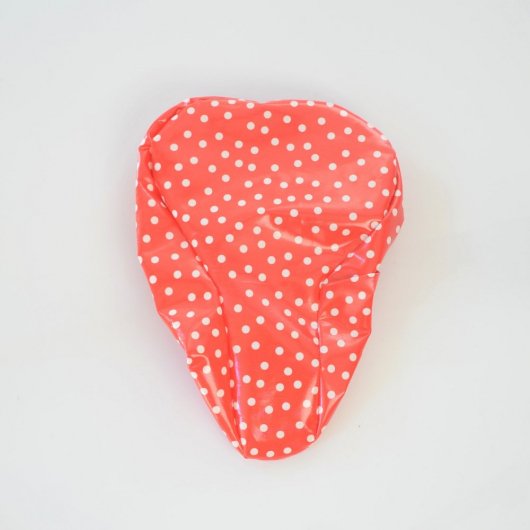 Housse pour selle de vélo, imperméable en tissu enduit rouge pois