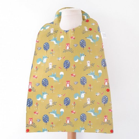 Bavoir Imperméable Réversible avec Poche Récupération ours/foret