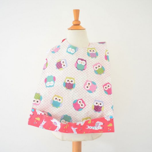 Maxi Bavoir Imperméable Réversible avec Poche Récupération oiseaux/licornes