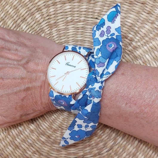 Montre bleu pour femme foulard bracelet Liberty Betsy lavande