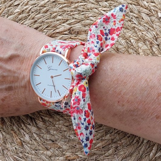 Montre femme bijoux foulard bracelet Liberty Phoebe rouge