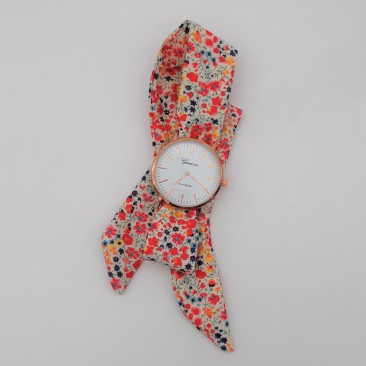 Montre femme foulard bracelet Liberty Phoebe rouge