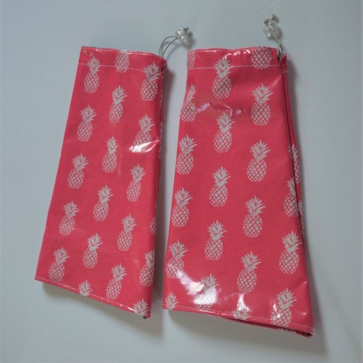 Moufles guidon vélo impermeable enduit ananas fond rose