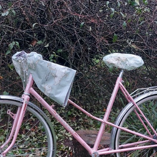Protege mains guidon vélo impermeable enduit mappemonde et doublé polaire grise