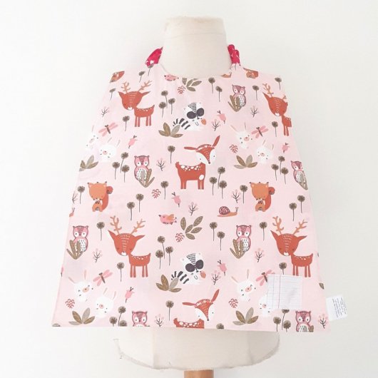 Serviette élastiquée imperméable chouette/biches