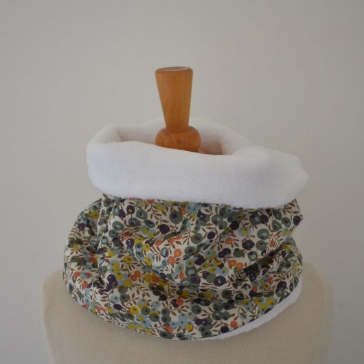 Snood tour de cou Liberty of London Wiltshire automne doudou blanc