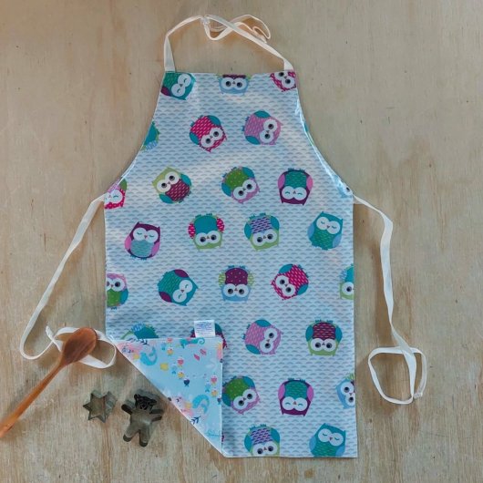 Tablier enfant cuisine imperméable Réversible XL chouette et sirenes
