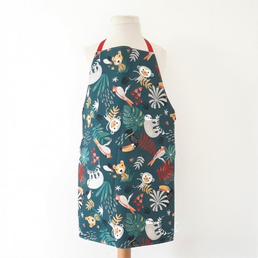Tablier Imperméable Réversible jungle et mappemonde 3/8 ans
