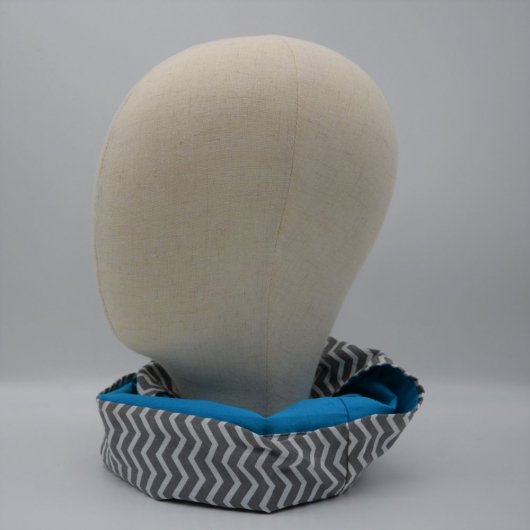 Tour de cou mi saison double tour chevrons gris et blanc
