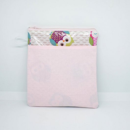 Trousse pour transporter ses lingettes propres et usagées, enduit chouette