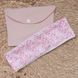 Bandeau maquillage /soins visage liberty Mitsi valeria rose avec sa pochette assortie