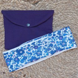 Bandeau maquillage /soins visage Adeladja gris avec sa pochette assortie